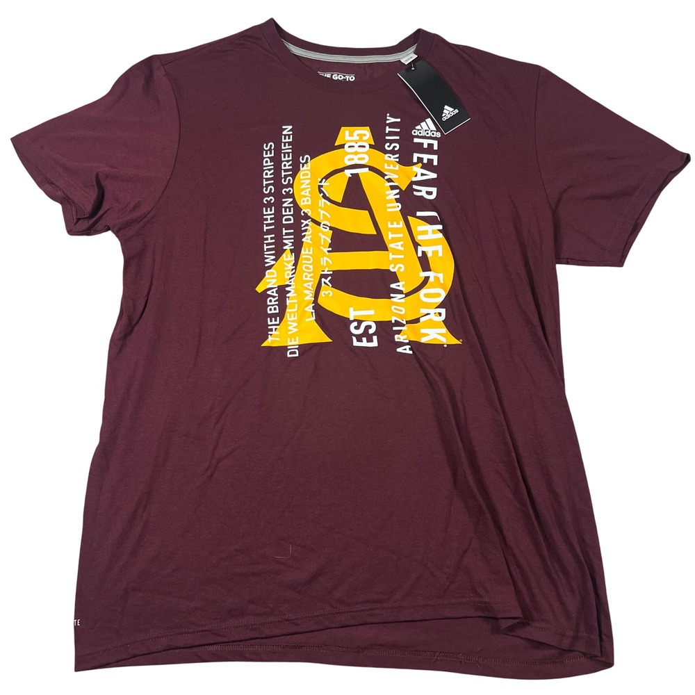 Adidas Arizona State University ASU Fear The Fork Performance T-Shirt XL Maroon